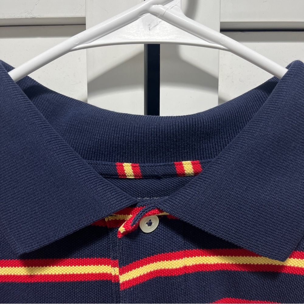 Imperfect collar shirt 100% cotton medium short sleeved striped textured shirt - Picture 6 of 13